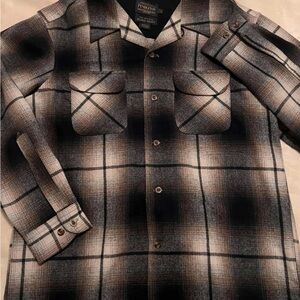Pendleton Black, Cream & Gray Plaid Flannel Shirt Jacket